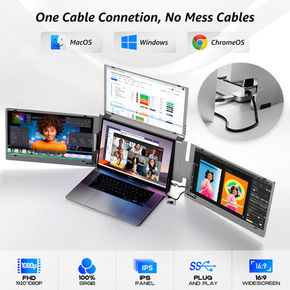 PrexoView Trio™ Triple Laptop Screen Extender